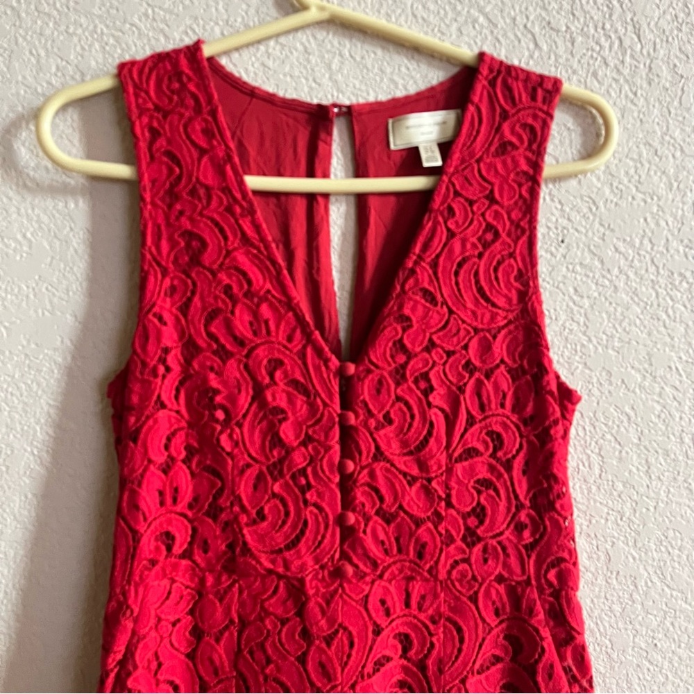Anthropologie Moulinette Soeurs Sz 4 Jaeda Wide Leg Red Lace Jumpsuit Valentine - Picture 3 of 12